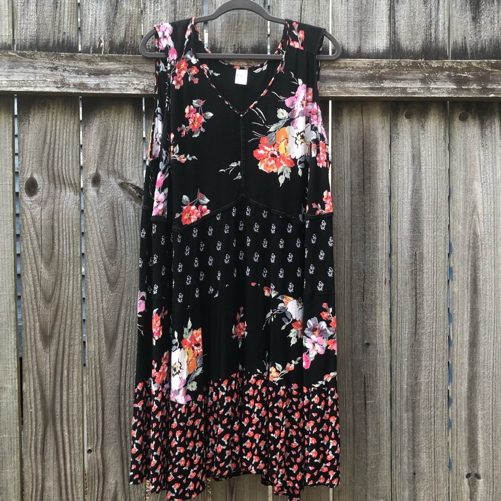 Bila Mixed Print Gauzy Midi Dress Size XXL Sleeveless Patchwork